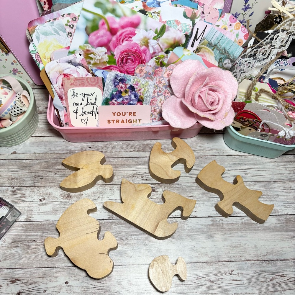 Handcrafted Wood Rabbit Bunny 6-pc. Puzzle Handmade Children’s Toy Stands Spring - Picture 7 of 7